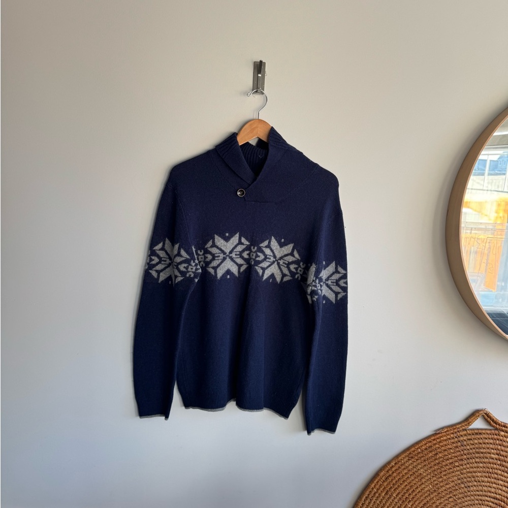 Wayne Gretzky lambswool Navy Blue Snowflake Sweater